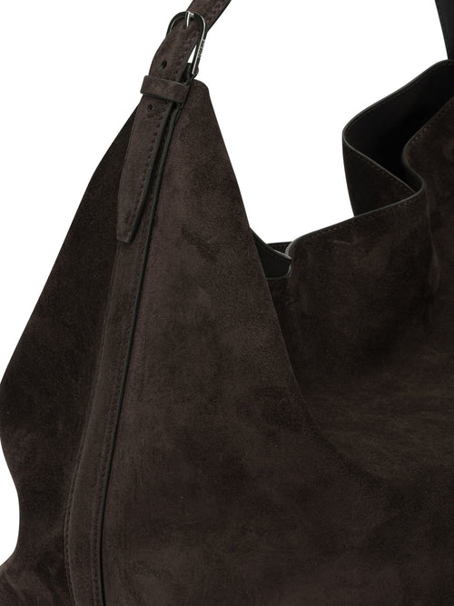 Toteme Medium-sized suede shoulder bag - Brown