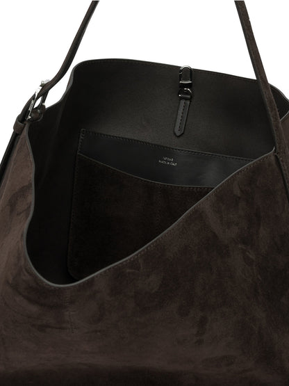 Toteme Medium-sized suede shoulder bag - Brown