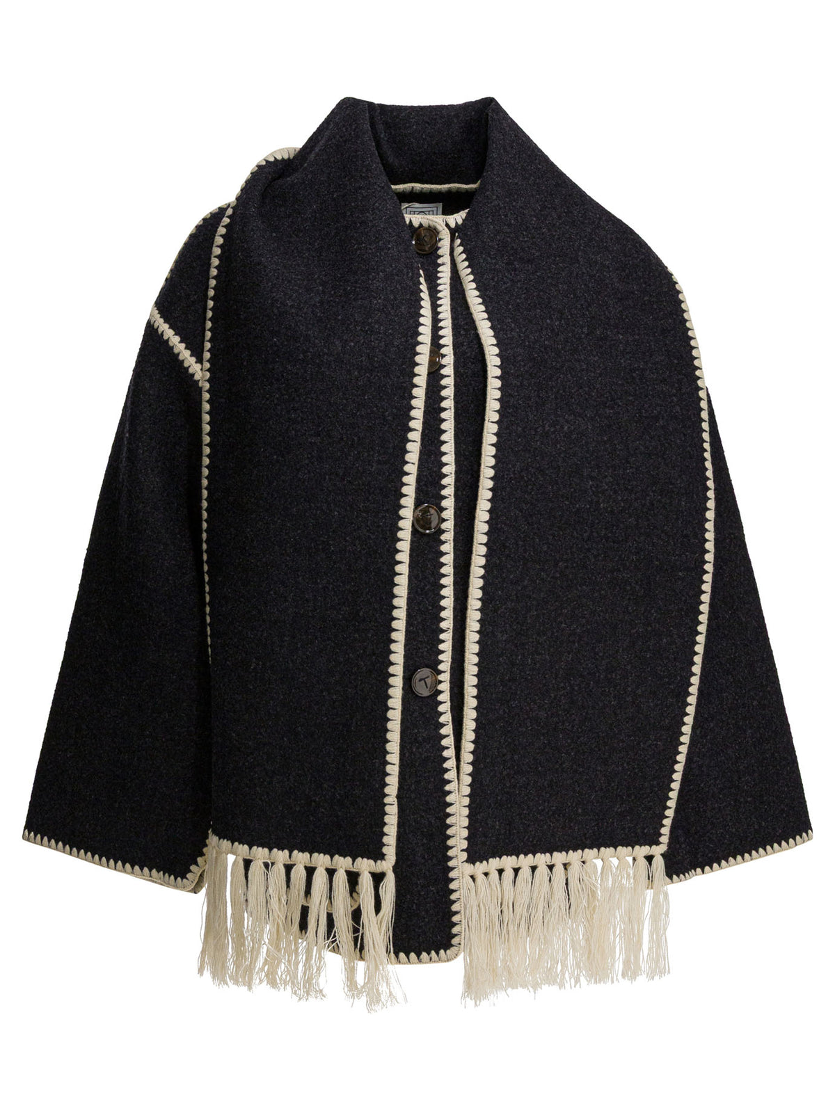 Toteme Short coat with attached scarf - Grey
