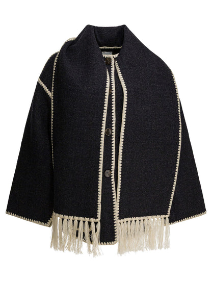 Toteme Short coat with attached scarf - Grey