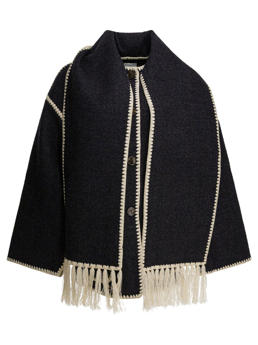 Toteme Short coat with attached scarf - Grey