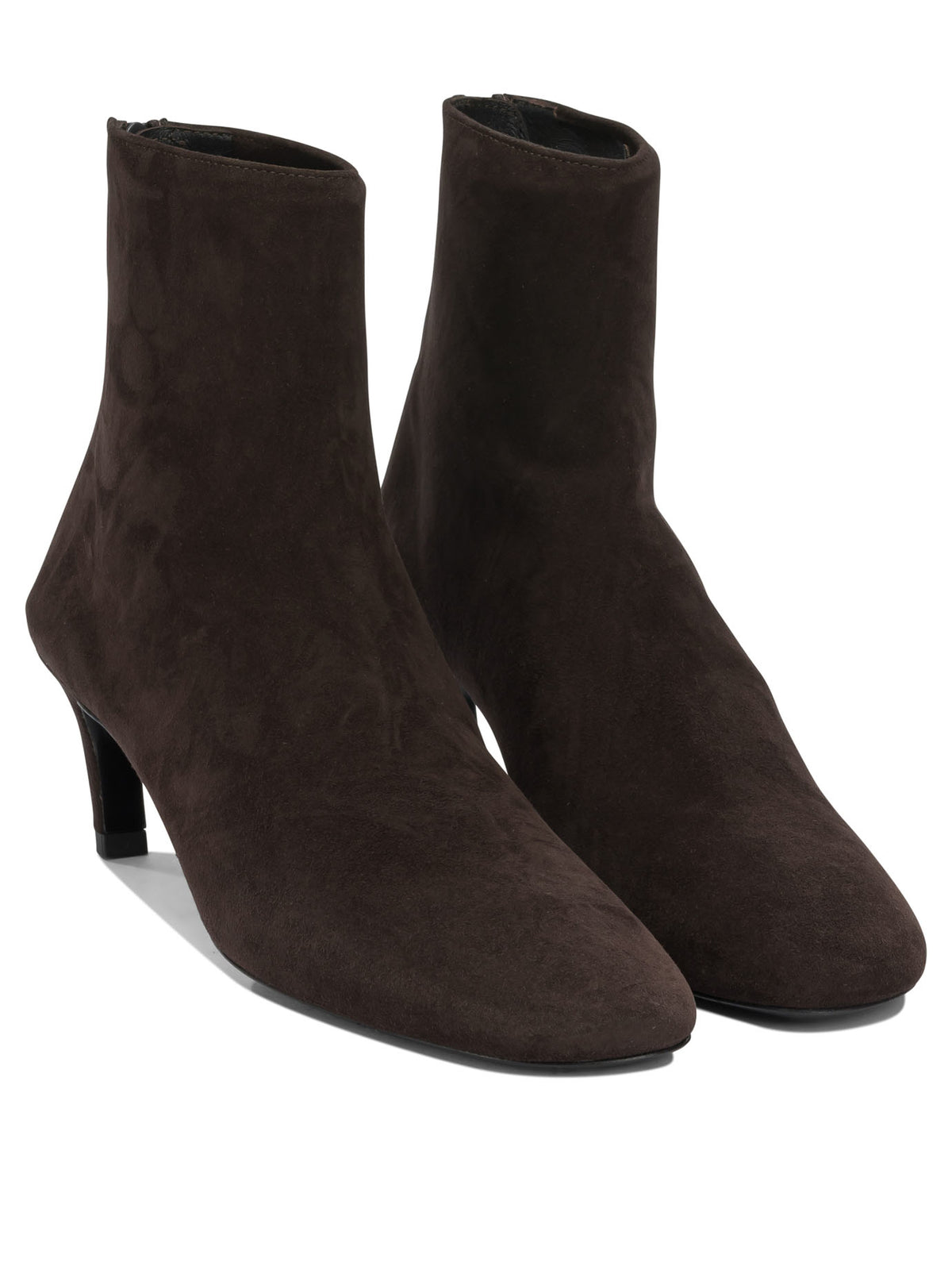 Toteme Suede ankle boots with zippers - Brown