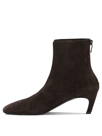 Toteme Suede ankle boots with zippers - Brown