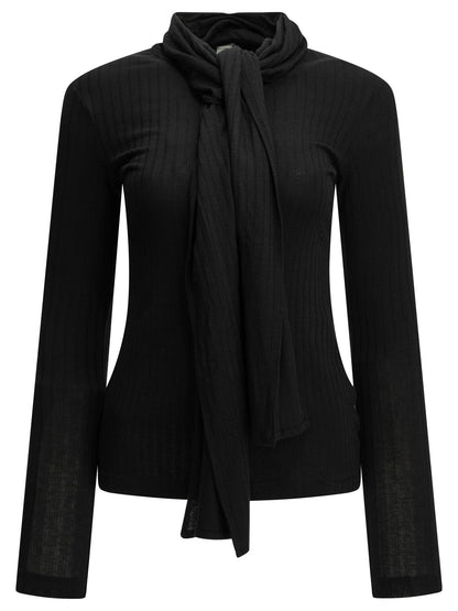 Toteme Cardigan with a bow - Black
