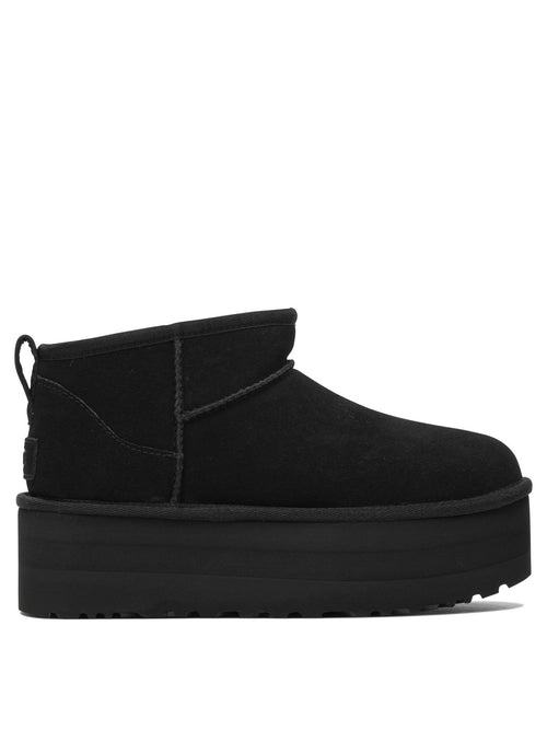 Ugg "Classic Ultra Mini Platform" Pull-On Ankle Boots - Black