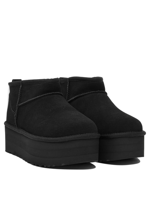 Ugg "Classic Ultra Mini Platform" Pull-On Ankle Boots - Black