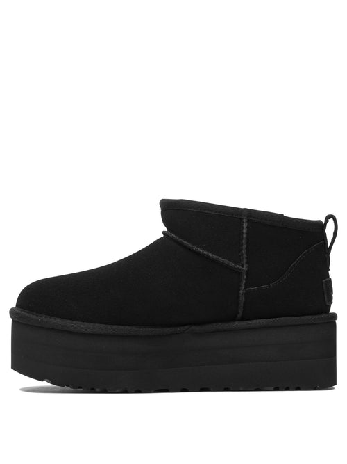 Ugg "Classic Ultra Mini Platform" Pull-On Ankle Boots - Black