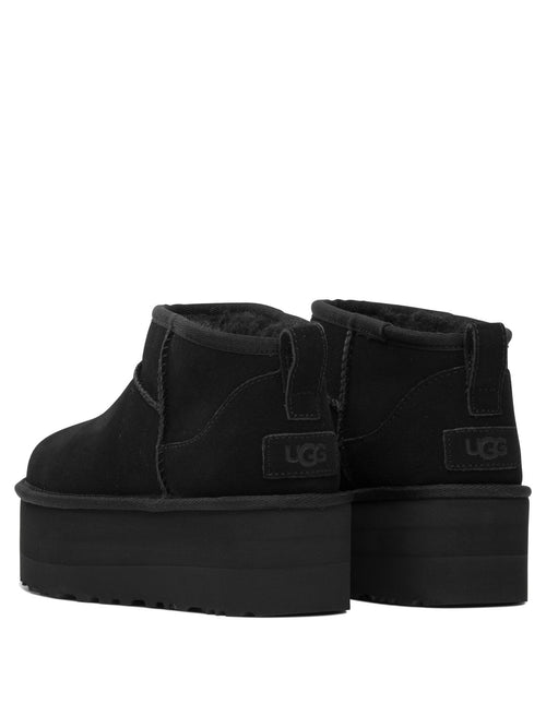Ugg "Classic Ultra Mini Platform" Pull-On Ankle Boots - Black