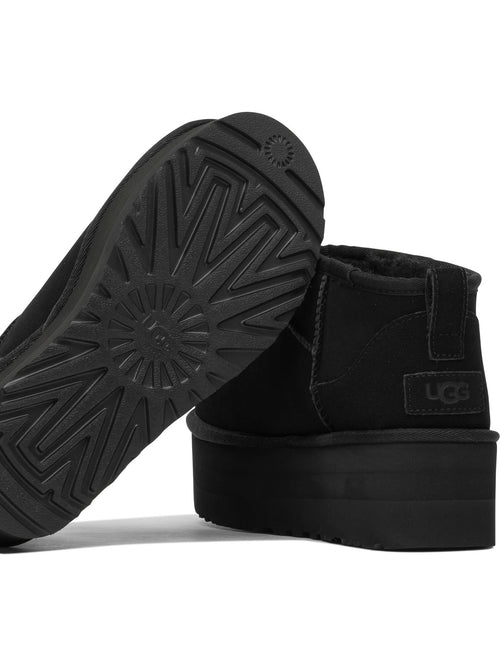 Ugg "Classic Ultra Mini Platform" Pull-On Ankle Boots - Black