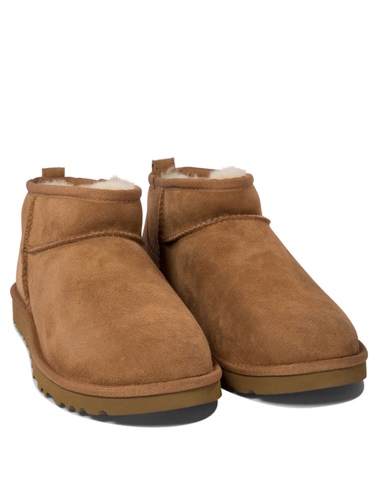 UGG "Classic Ultra Mini" Pull-On Ankle Boots - Brown