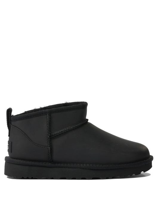 UGG "Classic Ultra Mini" Pull-On Ankle Boots - Black
