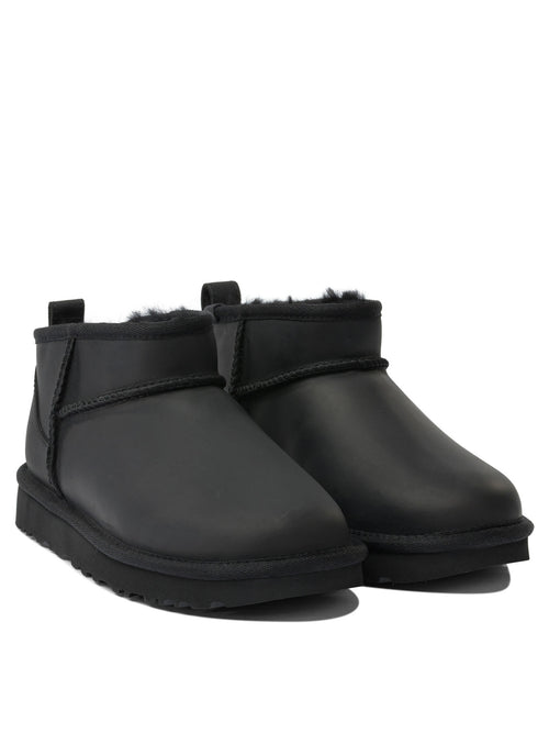 UGG "Classic Ultra Mini" Pull-On Ankle Boots - Black