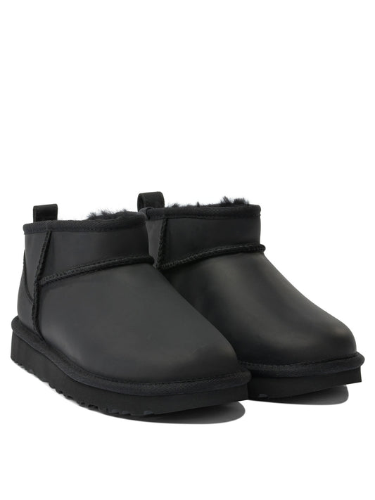 UGG "Classic Ultra Mini" Pull-On Ankle Boots - Black