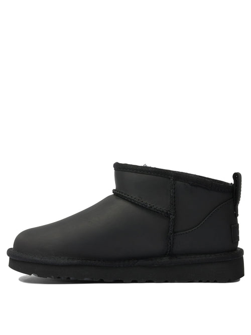 UGG "Classic Ultra Mini" Pull-On Ankle Boots - Black