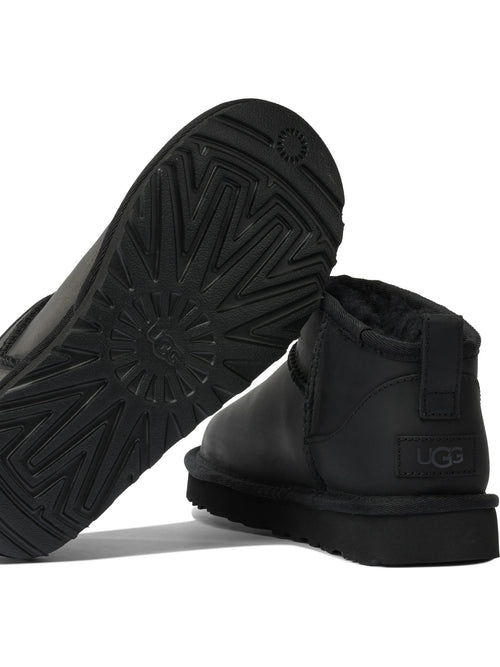 UGG "Classic Ultra Mini" Pull-On Ankle Boots - Black