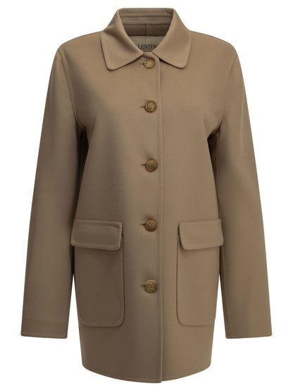 Valentino "VLogo" Short Coat - Beige