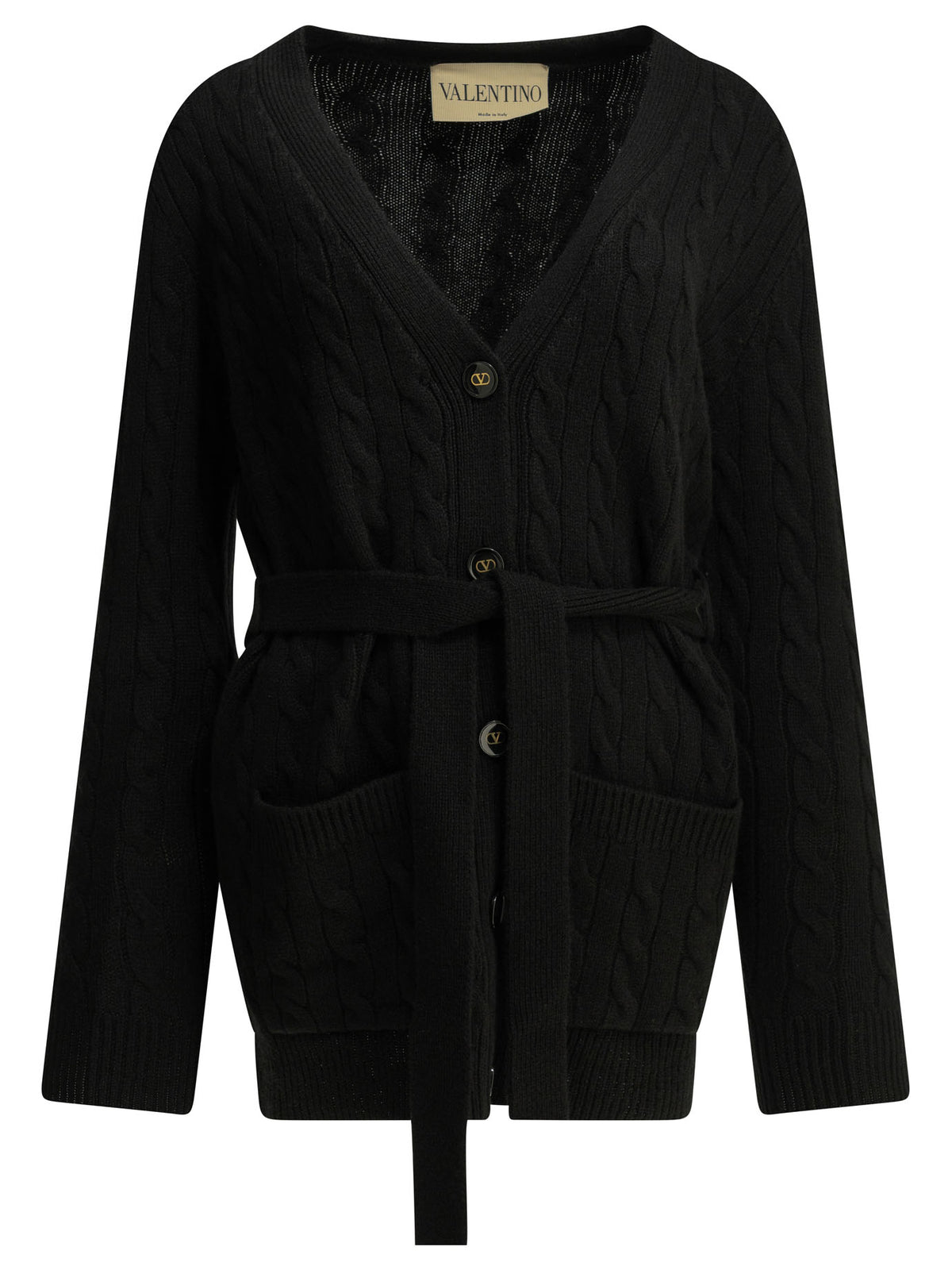 Valentino Cashmere cable-knit cardigan - Black