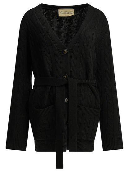 Valentino Cashmere cable-knit cardigan - Black