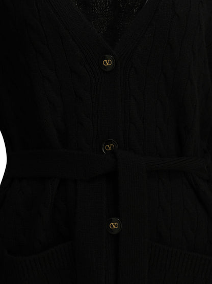 Valentino Cashmere cable-knit cardigan - Black
