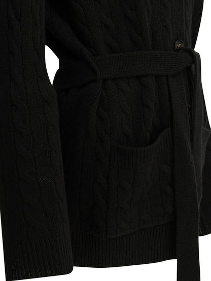 Valentino Cashmere cable-knit cardigan - Black