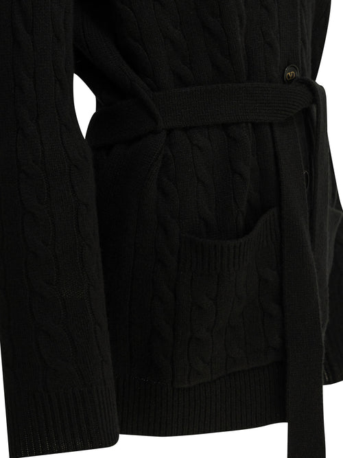 Valentino Cashmere cable-knit cardigan - Black