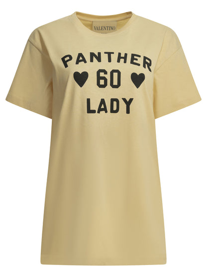 Valentino "Panther Lady" Crew-neck T-shirt - Beige