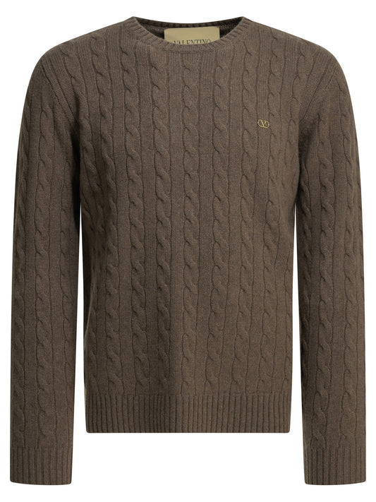 Valentino "VLogo" Crew-Neck Sweater - Brown