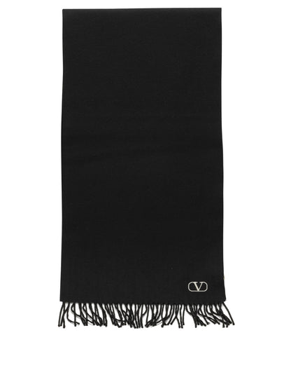 Valentino Garavani "VLogo" Fringed Scarf - Black