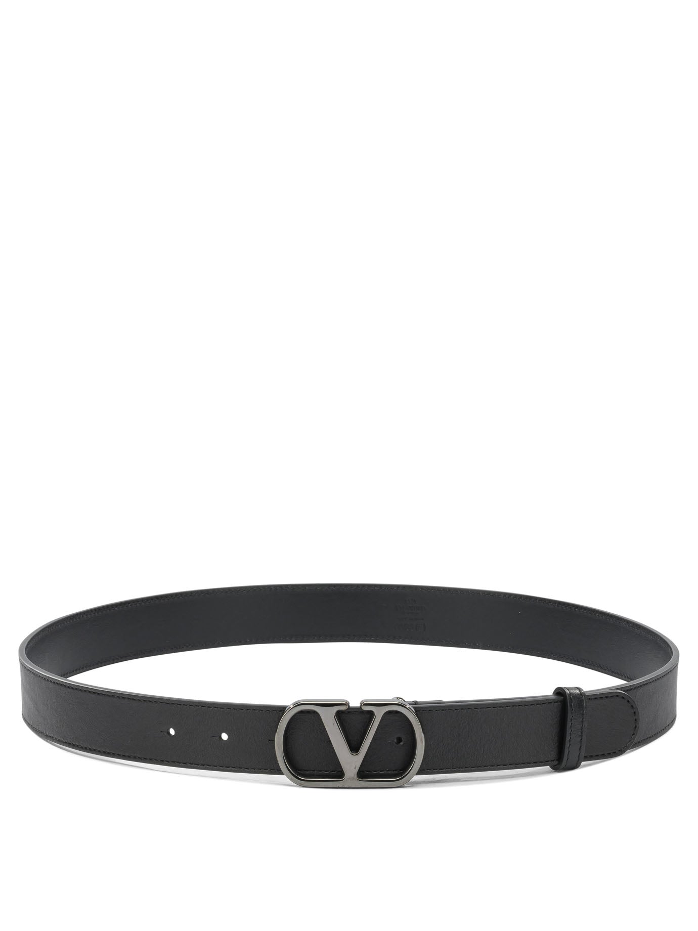 Valentino Garavani "VLogo Signature" Leather Belt - Black