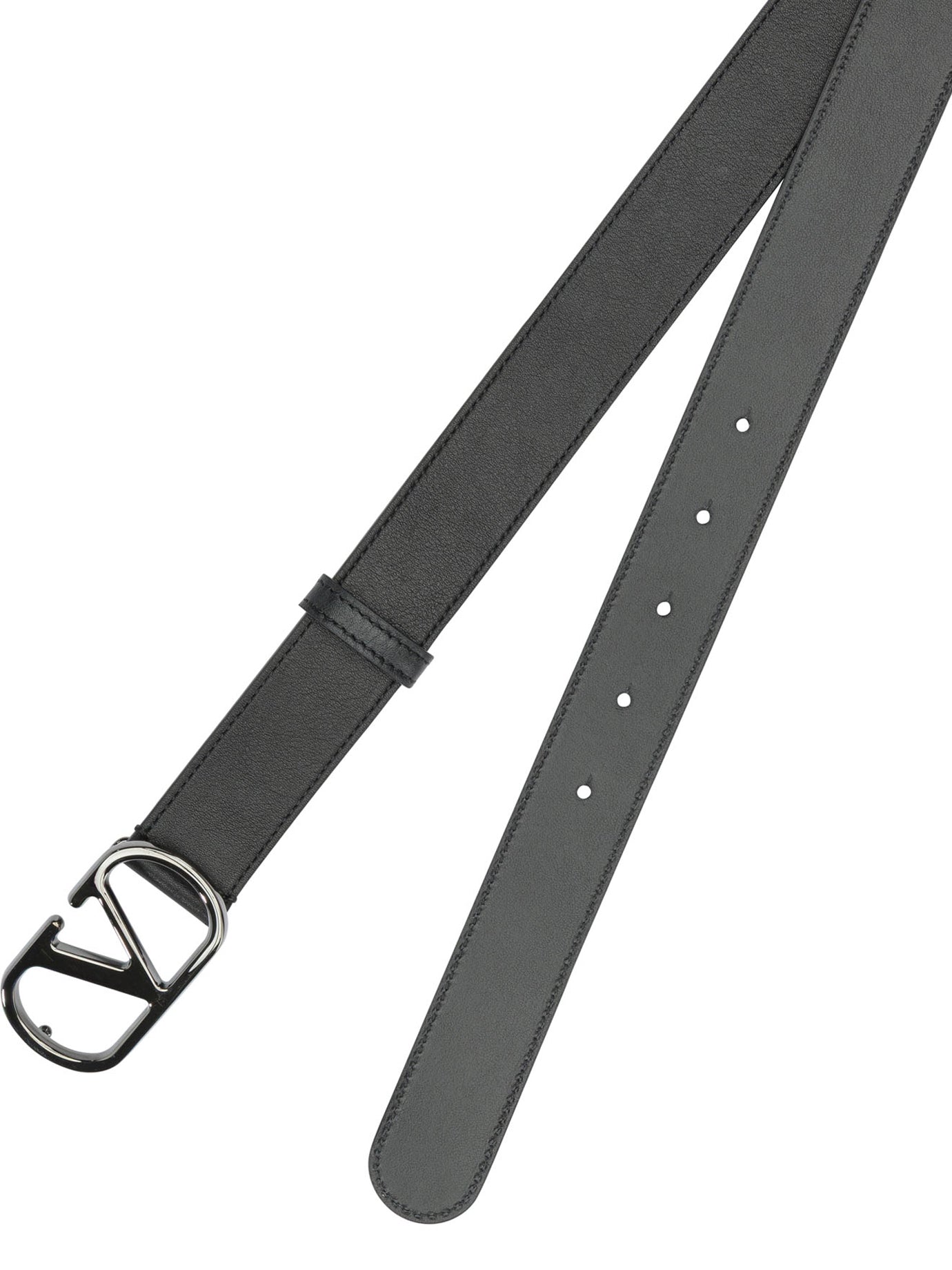 Valentino Garavani "VLogo Signature" Leather Belt - Black