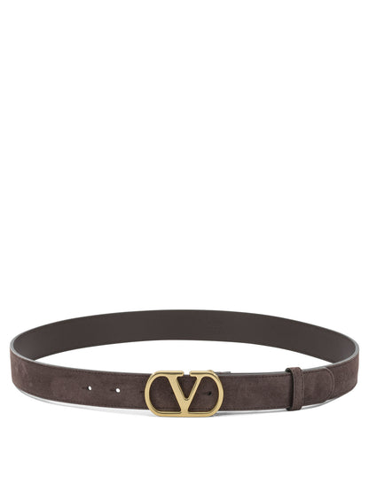Valentino Garavani "VLogo Signature" Leather Belt - Brown