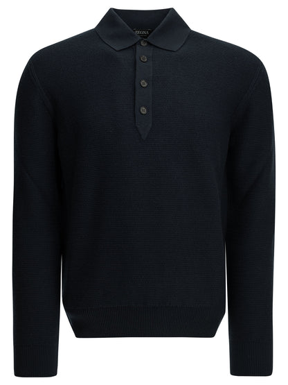Zegna Cashmere polo sweater - Blue