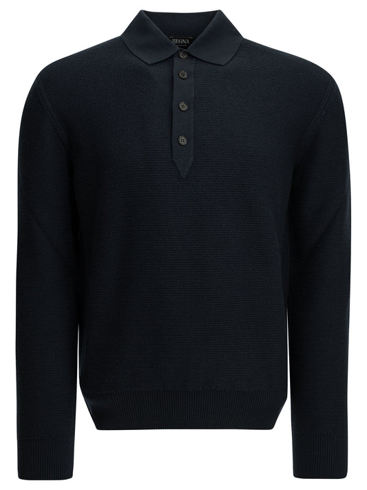 Zegna Cashmere polo sweater - Blue