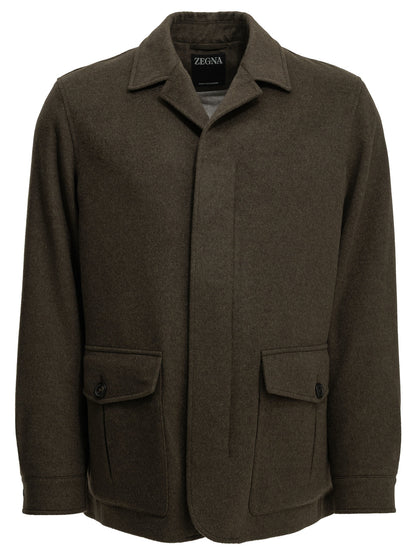 Zegna "Falcon" Short Coat - Brown