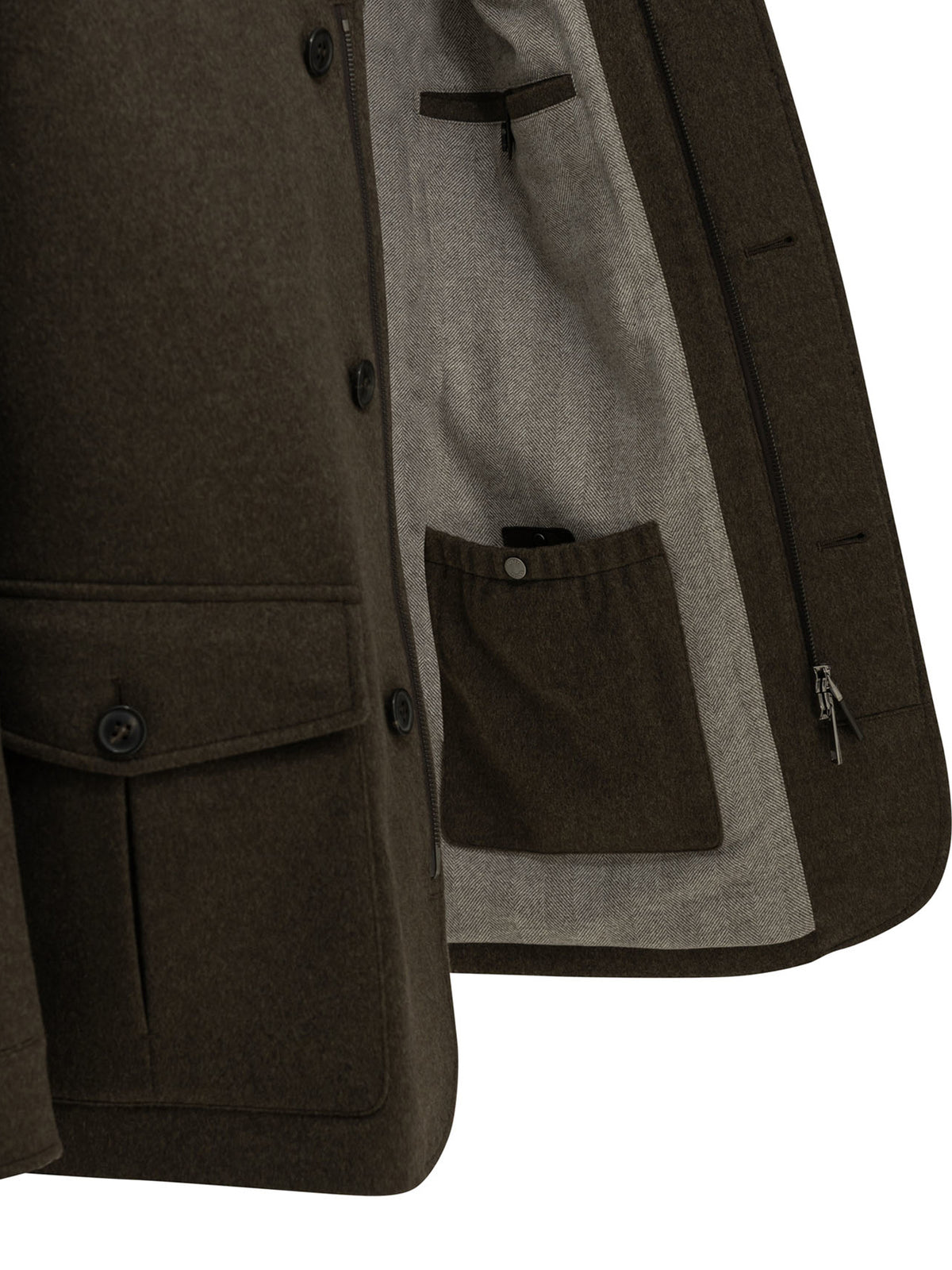 Zegna "Falcon" Short Coat - Brown
