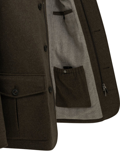 Zegna "Falcon" Short Coat - Brown