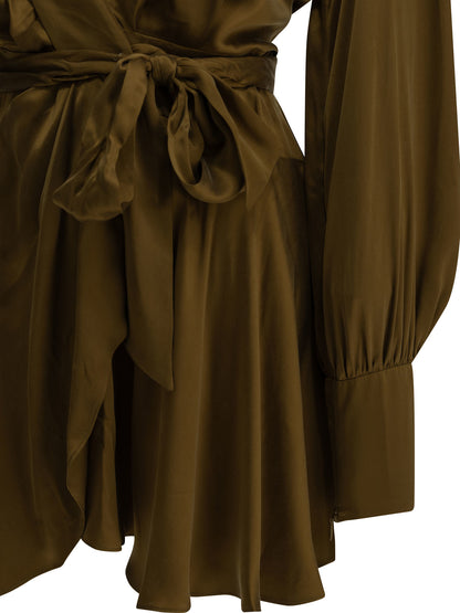 Zimmermann Short Wrap Dress - Brown