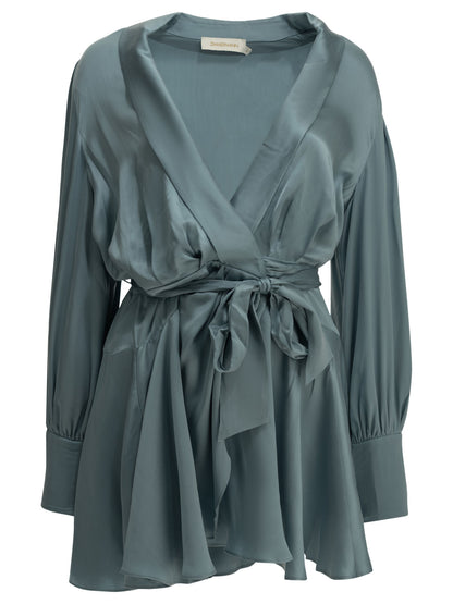 Zimmermann Short Wrap Dress - Light Blue