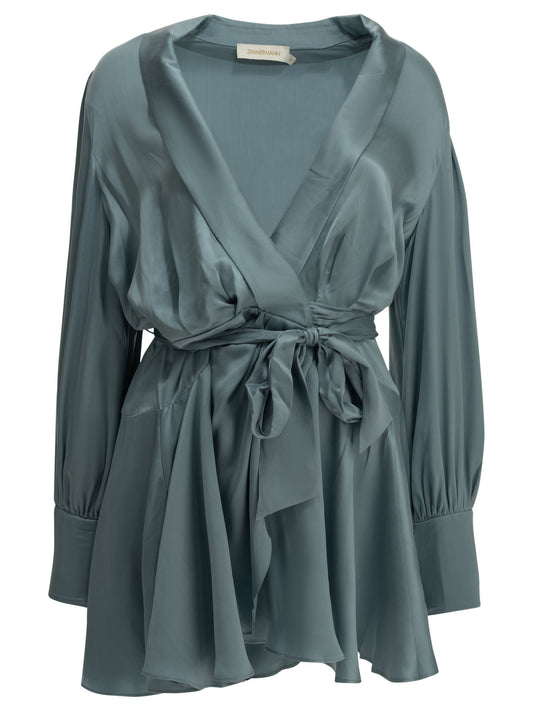 Zimmermann Short Wrap Dress - Light Blue
