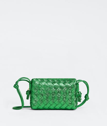 Bottega Veneta Mini Loop Bag In Craque Metallic