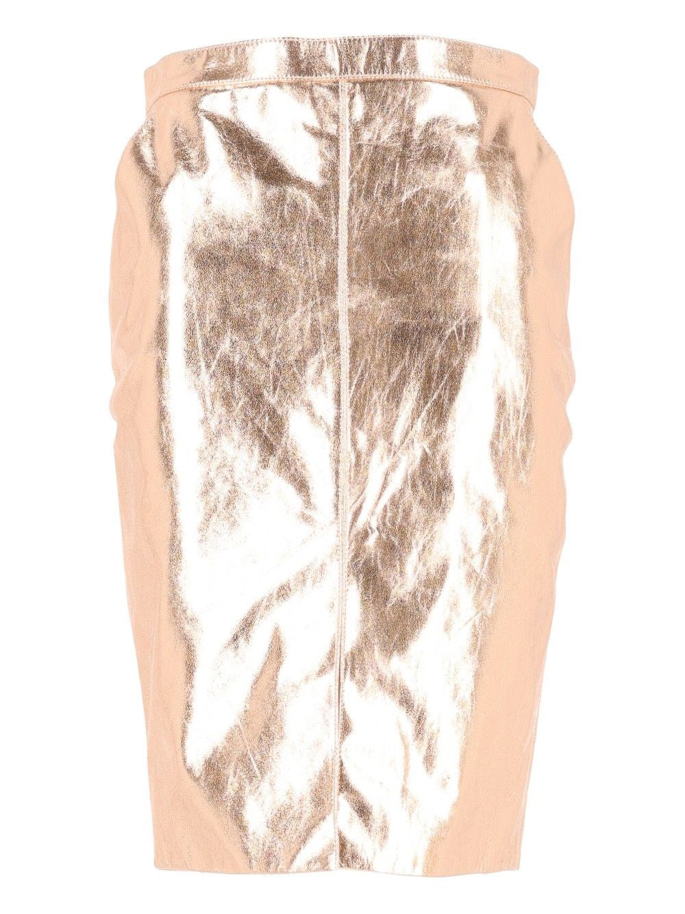 Saint Laurent Metallic Leather Pencil Skirt - Gold