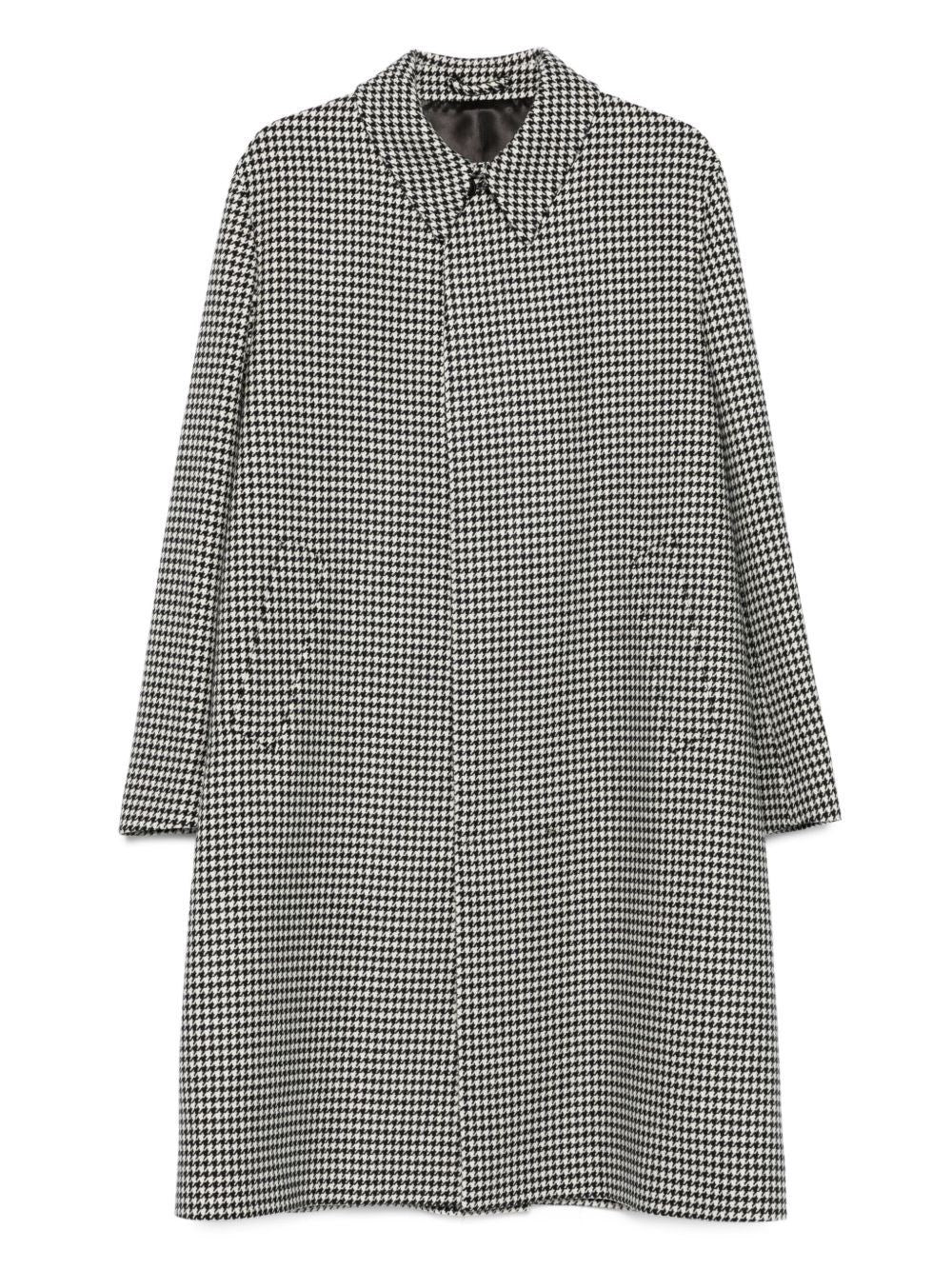 Lardini Houndstooth Wool And Cashmere Coat - Black