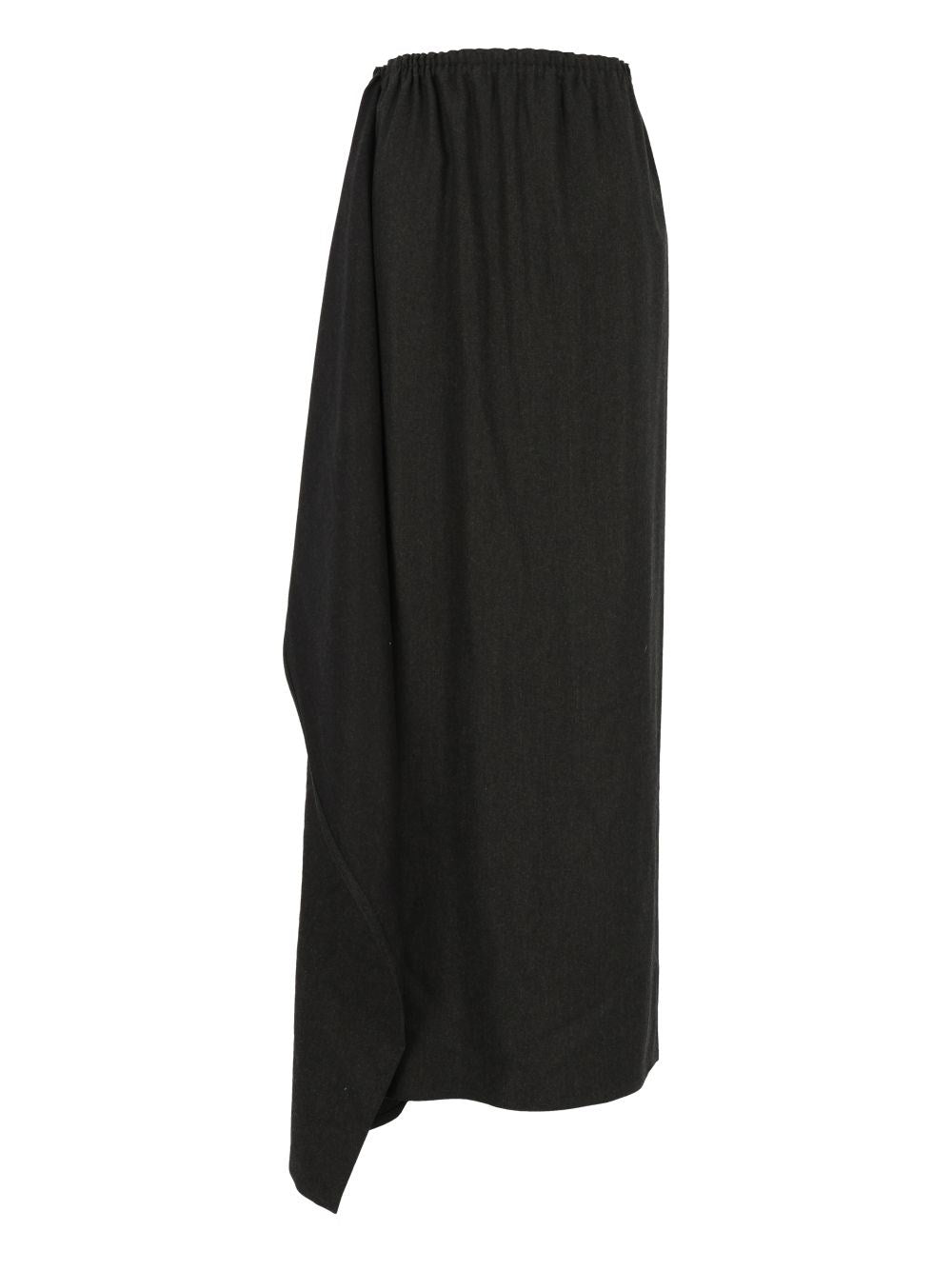 Dusan Long Wool Wrap Skirt - Green