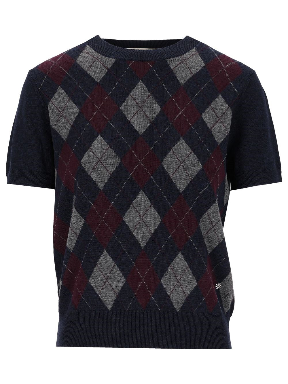 Tory Burch Argyle Sweater In Merino Wool - Blue