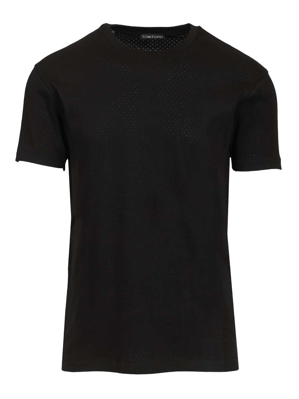 Tom Ford Perforated Ribbed T-Shirt - Black