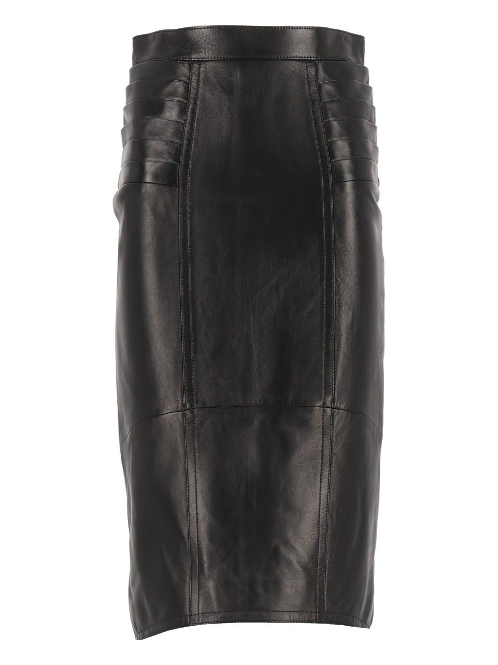 Versace Nappa Leather Midi Skirt - Black