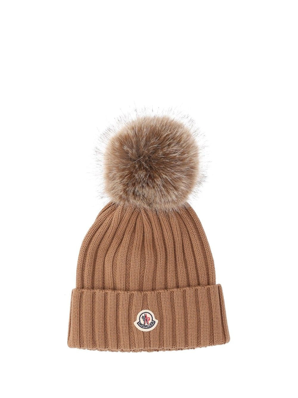 Moncler Wool Hat With Pom Pom - Brown