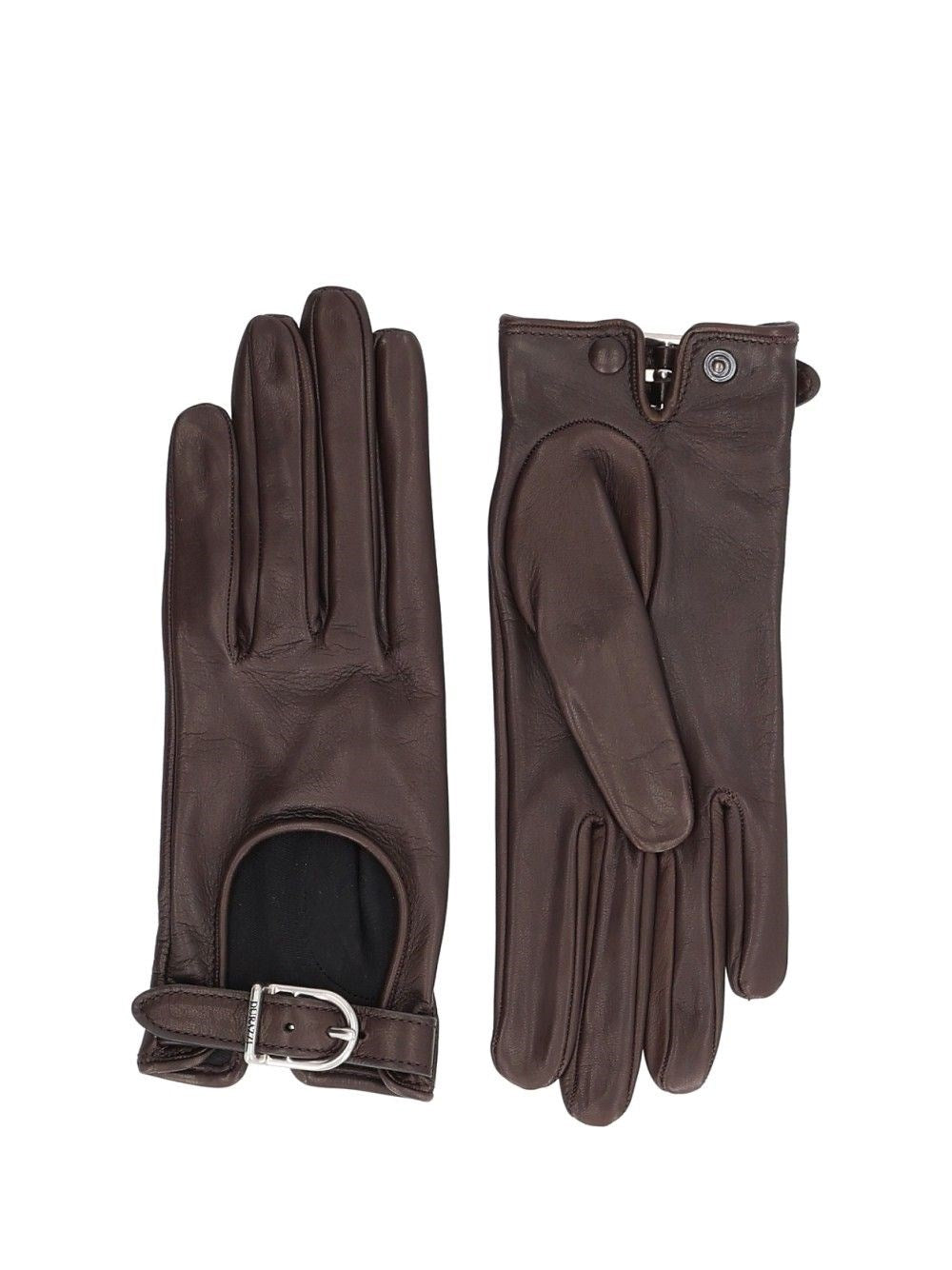 Durazzi Milano Slim Fit D-Ring Leather Gloves - Brown