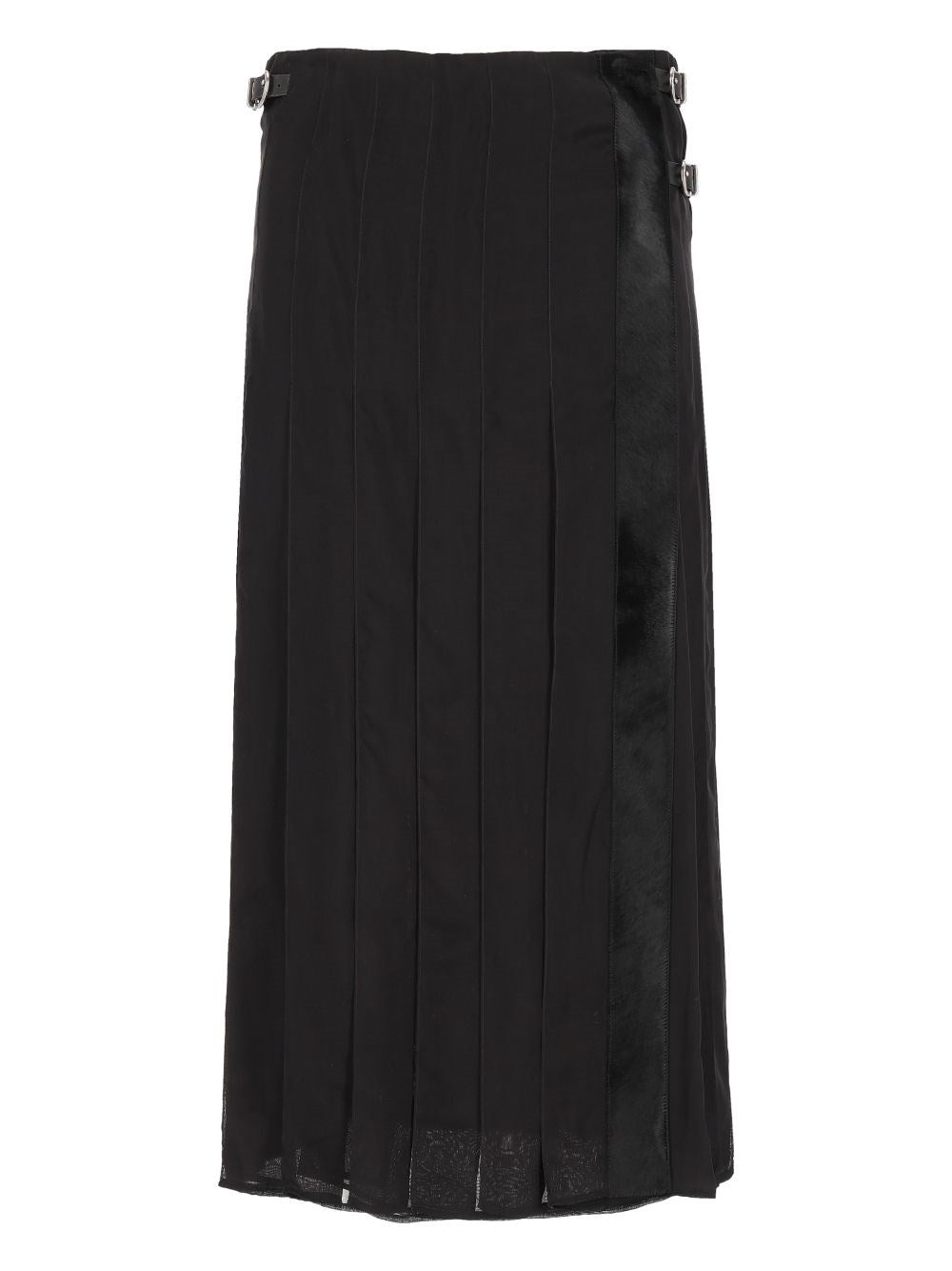Durazzi Milano Silk Midi Kilt Skirt - Black