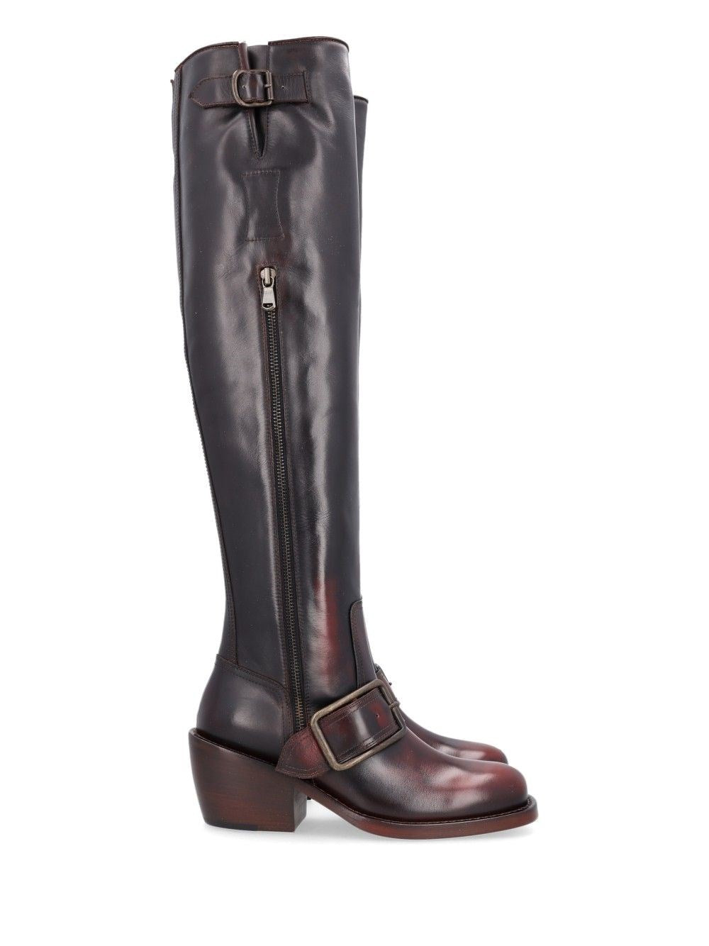 Dries Van Noten High Boots With Buckle - Brown